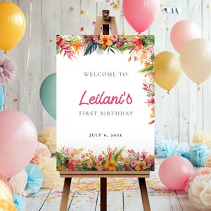 Aloha Birthday Welcome Sign, Luau Welcome Sign, Aloha Birthday Invitation Bundle Signs, Tropical Birthday Welcome Sign, Aloha First Birthday