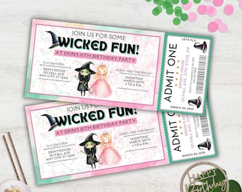 Movie Ticket Birthday Invitation Pink and Green,10th Birthday Invites For Girls Preppy,10th Birthday Movie Invitations,Green And Pink Invite