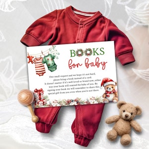 Cartes d'insertion modifiables pour le père Noël, livres baby shower de Noël pour carte de bébé, faire-part de père Noël, livres pour carte de vœux