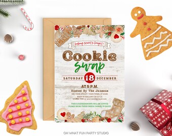 Modelo de convite para troca de biscoitos de Natal, convite para troca de biscoitos, convite para festa de Natal, convite para troca de biscoitos de Natal