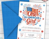 One All American Girl Birthday Party, All American Girl Invitation, All American Girl 1st Birthday, Fourth Of July First Birthday Invite