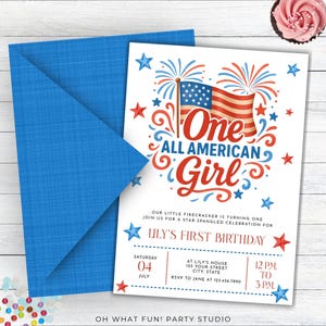 Festa di compleanno per una ragazza americana, invito per una ragazza americana, primo compleanno per una ragazza americana, invito per il 4 luglio