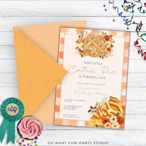 Cutie Pie First Birthday Invitation, Little Cutie is One Invitation,Little Cutie First Birthday Invitation, Fall Birthday Brunch Invitation
