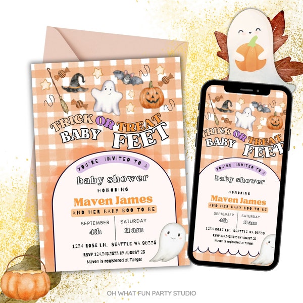 Halloween Baby Shower Invitation, A Baby Is Brewing Fall Baby Shower Invitation, Witch Baby Shower, Spooky Baby Shower, Halloween Party