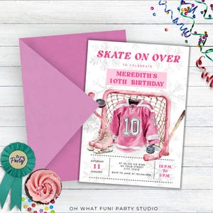 Mädchen Hockey Geburtstagseinladung, bearbeitbare digitale Hockey Geburtstagseinladung, Hockey Ticket, 10 Jahre altes Mädchen Geburtstagseinladungsvorlagen