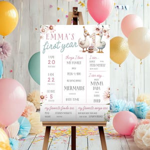 One Silly Goose Milestone Sign, Milestone Board One Silly Goose,1st Birthday One Silly Goose Sign, Floral Silly Goose First Birthday Bundle