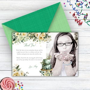 16th Birthday Invitation For Girl Sage Green Thank You Card, Quinceanera 15th Birthday Sage Green Invitation, Sweet Sixteen Birthday Invite