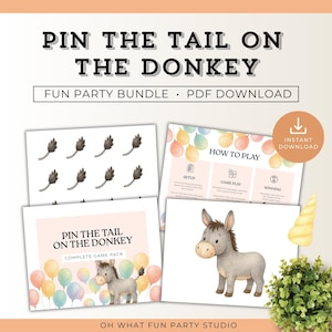 Pin The Tail On The Donkey Game, Printable Pin the Tail Donkey Game,Party Games for Kids,Printable Birthday Activity For Kids,Fun Party Game