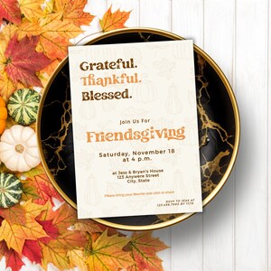 Friendsgiving Flannel Invitation, Friendsgiving Dinner Invitation, Editable Thanksgiving Dinner Invitation Template, Friendsgiving Invite