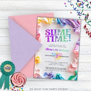 Slime Party Invite Editable, 5th Birthday Invitation Girl, Slime Party Invitation, Slime Birthday Party Invitation, 5 is a Vibe 5th Birthday