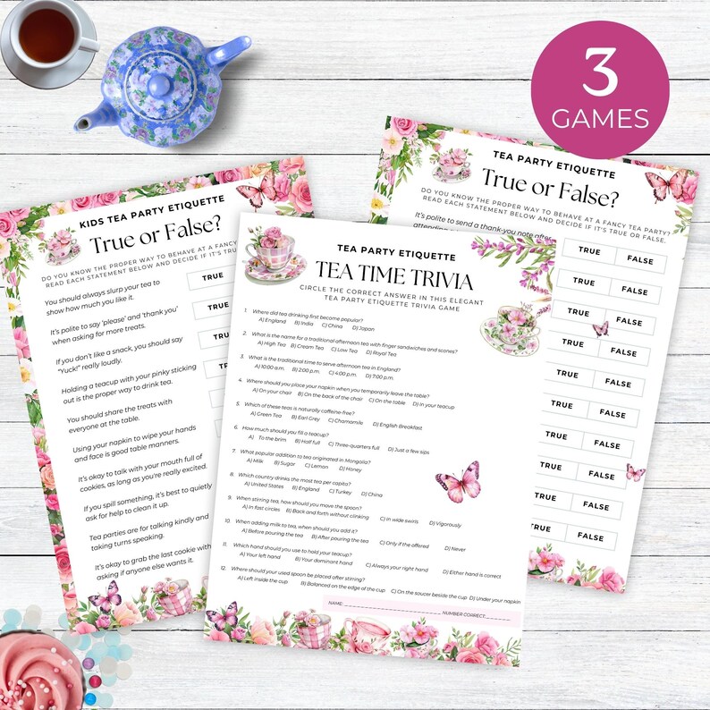 Tea Party Etiquette Game Printable, Tea Party Games Spill the Tea ...