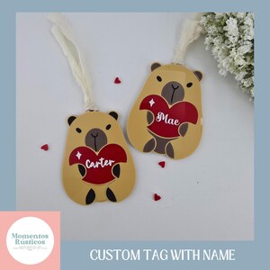 Capybara Valentine&#39;s Day Tag, Personalized Gift Tag, Kids Basket Tag, Capybara Gift Tag, Capybara Tag