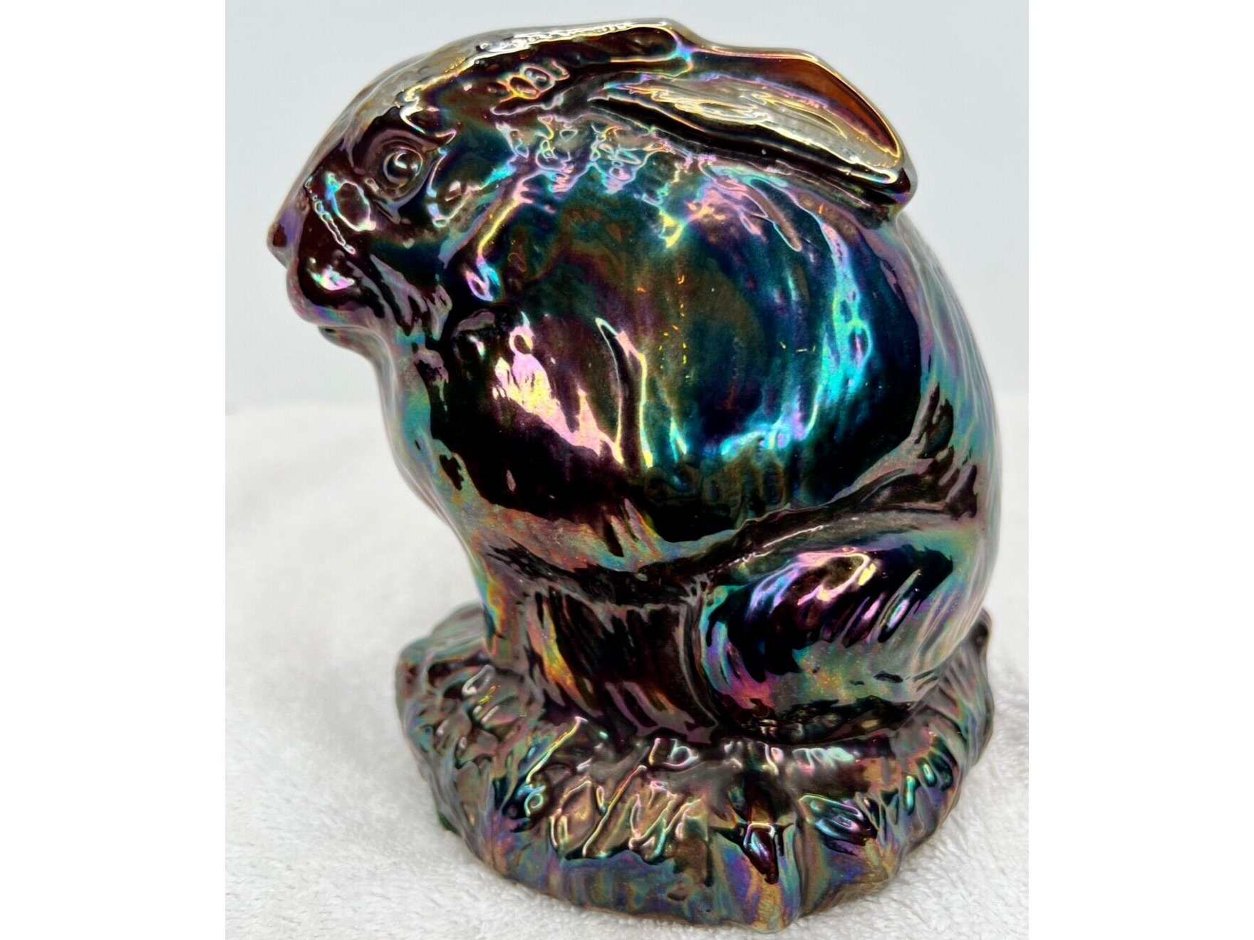 Fenton Large Amethyst Carnival Glass Rabbit #5174 CN Figurine - Etsy