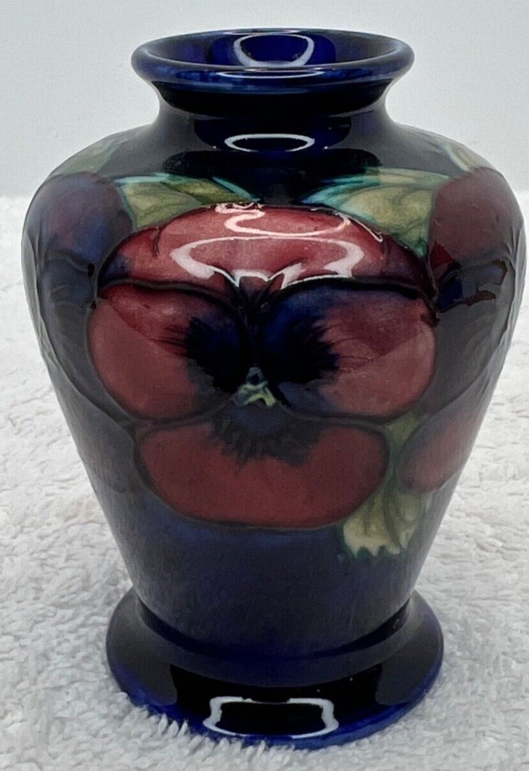 Moorcroft Pansy Vase Signed Made in England Blue Floral Etsy