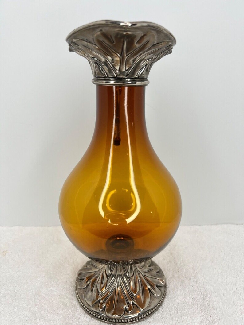 Vintage Italian Claret Jug Wine Decanter Blown Amber Glass Etsy