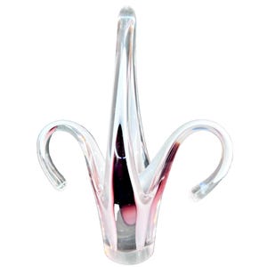 Sculptural Coquille Glass Vase Flygsfors Sweden by Signed by  Paul Kedelv - 10&quot;