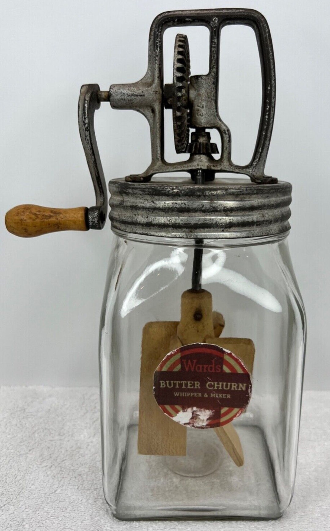 Vintage Montgomery Wards Butter Churn Hand Powered Crank 2 Qt Etsy