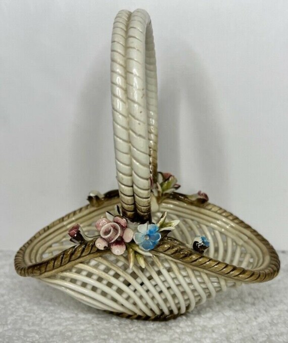 Capodimonte Porcelain Flower Basket From Italy Etsy