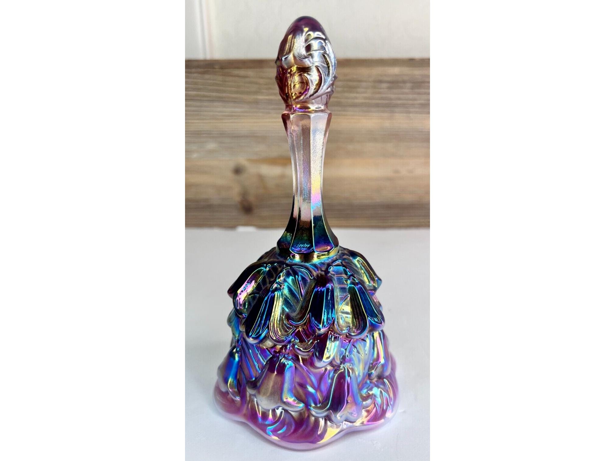 Fenton Plum Opalescent Carnival Glass - Temple Bell Lily of the Valley Design