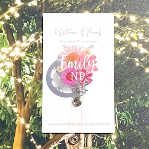 Personalized Real Flowers Badge Reel, Resin Badge Reel, Custom Name Badge Reel, ID Holder for Nurse and Teacher, Gift Under 20 Dollars