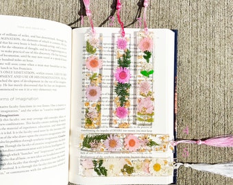 Floral Resin Bookmark with Gold Flakes , Handmade Real Flowers Bookmark, Book Lover Gift, Christmas Gifts Under 15 Dollars