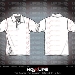 Polo Knit Shirt Fashion Flat - Flat Vector Sketch - Technical Fashion Sketch INSTANT DOWNLOAD
