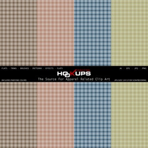 May include: Four digital paper patterns featuring different plaid designs. The patterns are brown and white, pink and white, blue and white, and green and white.