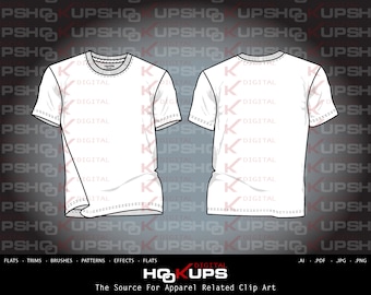 T-Shirt Fashion Flat - Flat Vector Sketch - Technical Fashion Sketch DESCARGA INSTANTÁNEA