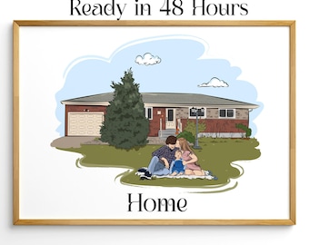 Custom House Portrait Painting Housewarming Gift