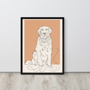 Framed Pet Portrait Line Art, Pet Personalized Gifts, Custom Pet Portrait, Commission Portrait, Custom Pet Personalized Dog Cat Portrait