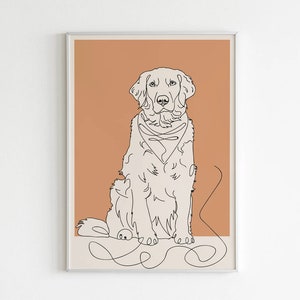 Custom Line Drawing Portrait Print, Line Portrait from Photo, Faceless Portrait Print, Custom Pet Portrait from Photo, Pet Portrait Digital