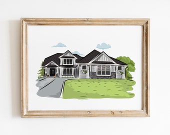 Personalized House Portrait Gift from Your Own Photo