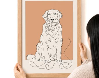 Custom Line Drawing Pet, Dog Portrait for Birthday Gift, Tattoo Commission, Line Art Illustration Print, Pet Sketch From Photo, Cat Outline