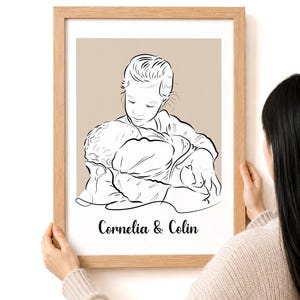 Custom Line Art Portrait for Lovers, Personalized Valentines Day Gift to Her, Gift for Him, Couple Portrait Gift for Halloween and Christmas afbeelding 12