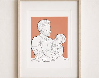 Custom Wall Art Portrait for Dad Line Art