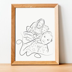 Custom Line Art Portrait for Lovers, Personalized Valentines Day Gift to Her, Gift for Him, Couple Portrait Gift for Halloween and Christmas afbeelding 6