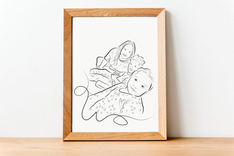Custom Line Art Portrait for Lovers, Personalized Valentines Day Gift to Her, Gift for Him, Couple Portrait Gift for Halloween and Christmas afbeelding 6