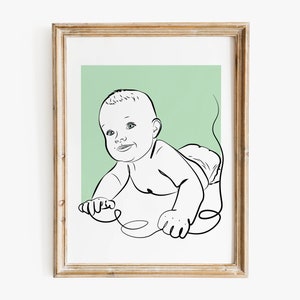 Aangepast lijnportret van foto, portret baby en stel, huisportret, huisdierportret commissie voor dierenliefhebbers, portretten halloweencadeau
