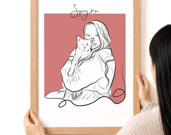 Custom Portrait for Dad Line Art Gift