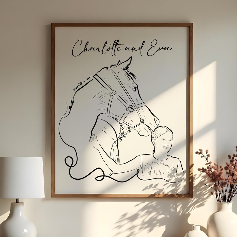 Custom Line Art Portrait for Lovers, Personalized Valentines Day Gift to Her, Gift for Him, Couple Portrait Gift for Halloween and Christmas afbeelding 7