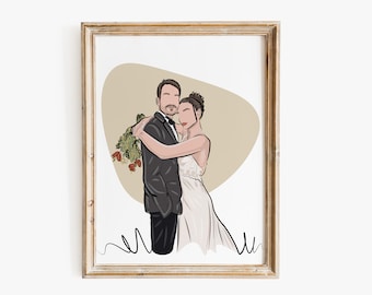 Faceless Wedding Portrait Print Anniversary Gift