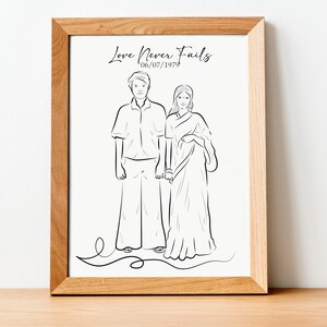 Custom Line Art Portrait for Lovers, Personalized Valentines Day Gift to Her, Gift for Him, Couple Portrait Gift for Halloween and Christmas afbeelding 4