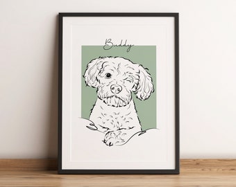 Customized Dog Portrait, Line Art Pet Portrait from Photo, Handdrawing Digital Portrait Art, Pet Portrait Line Art, Sketched Pet