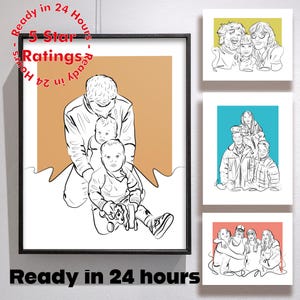 Father Days Drawing, Custom Couple Portrait, Custom Family Gift, Personalized Wedding Anniversary Gift, Custom Line From Photo, Dad Portrait