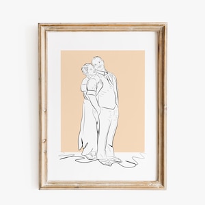 Custom Line Couple Portrait: Personalized Photo Art Gift