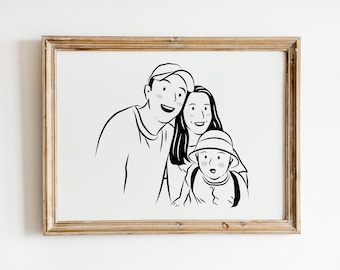 Cartoon Family Portrait Anniversary Art Gift
