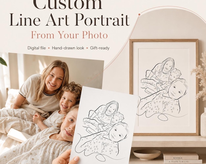 Custom Family Line Art Portrait Birthday Gift