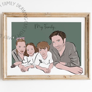 Portrait de famille colorisé en dessin animé, portrait de famille pour Noël, cadeau de Noël 2024, portrait de couple, portrait minimaliste à partir d'une photo