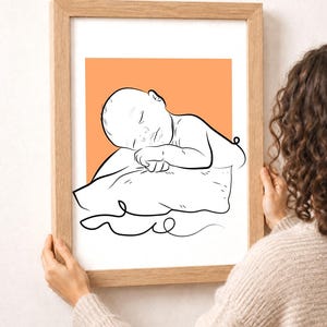 Custom Line Art Portrait for Lovers, Personalized Valentines Day Gift to Her, Gift for Him, Couple Portrait Gift for Halloween and Christmas afbeelding 1