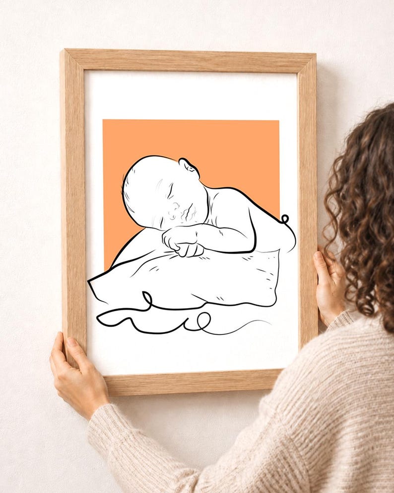 Custom Line Art Portrait for Lovers, Personalized Valentines Day Gift to Her, Gift for Him, Couple Portrait Gift for Halloween and Christmas afbeelding 1